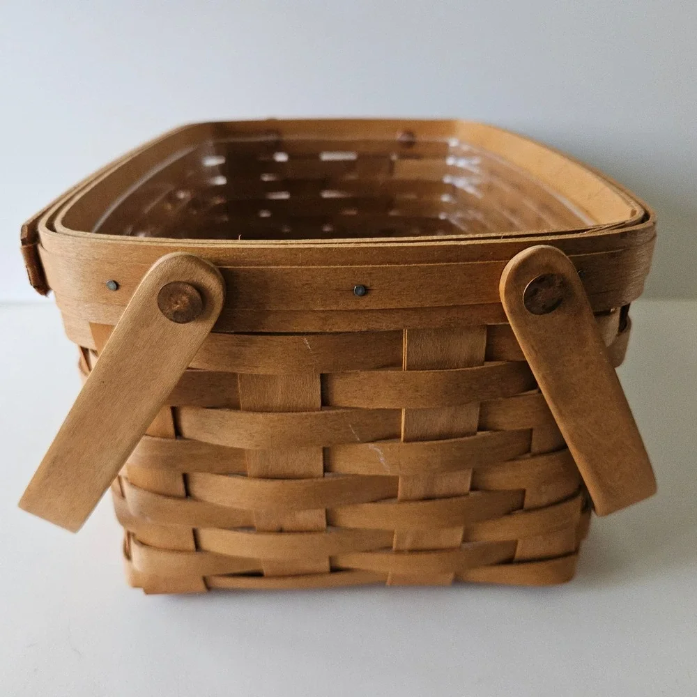 Longaberger Lunch Box Basket 12in w/ Swing Handles & Original Plastic Protector